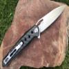 TACTICAL GEARZ Pocket Folding Knife for EDC, Carbon Fiber Handle, D2 Steel Blade, Includes Sheath (Felis) view 3