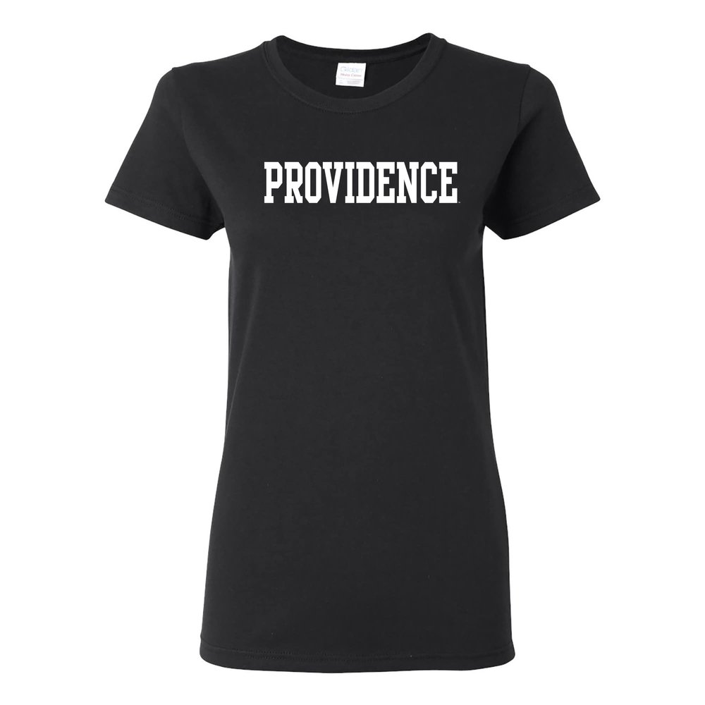 UGP Campus Apparel LS01 - Providence Friars Basic Block Womens T Shirt - Small - Black