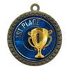 10 Pack of 1st Place Gold 2.25 Inch Medals Trophy Awards with Red White Blue Neck Ribbons D212G-EG1 10PK view 1