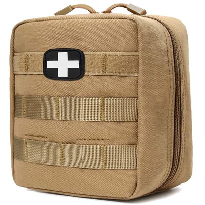 First Aid Kit EMT Medical IFAK Pouch, Molle Tactical Med Emergency Trauma Bag for Camping Home Car Hiking Hunting (Tan)