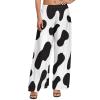 Cow Print Black and White Color Matching Wide Leg Pants for Women Summer Top M view 1