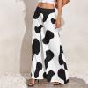 Cow Print Black and White Color Matching Wide Leg Pants for Women Summer Top M view 3