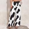 Cow Print Black and White Color Matching Wide Leg Pants for Women Summer Top M view 4