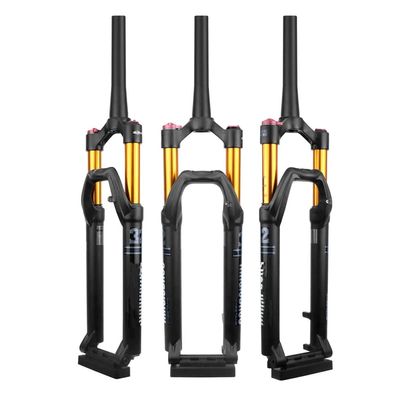 Jejy Aluminum Alloy Air Forks Rebound Adjustment Thru Axle 15mm Mountain Bicycle 29inch, Bike Black Shoulder Control Front Fork (Color : Tapered, Size : 29)