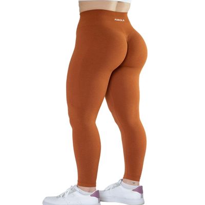 AUROLA Seamless Scrunch Tights Tummy Control Gym Fitness Yoga Pants Girl Sport Active Workout Leggings for Women (L, Gold Fire)