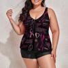 BAIKUTOUAN Breast Cancer Awareness Sketch Plus Size Swimsuit for Women Two Piece Bathing Suit Printed Swimwear view 4