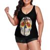 BAIKUTOUAN Sugar Skull Plus Size Swimsuit for Women Two Piece Bathing Suit Printed Swimwear view 1