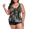 BAIKUTOUAN 911 Dispatcher Thin Gold Line Plus Size Swimsuit for Women Two Piece Bathing Suit Printed Swimwear view 1