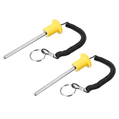 uxcell 8mm x 125mm Weight Stack Pin with Pull Rope Magnetic Strength Training Equipment Accessories for Fitness Training Yellow 2pcs