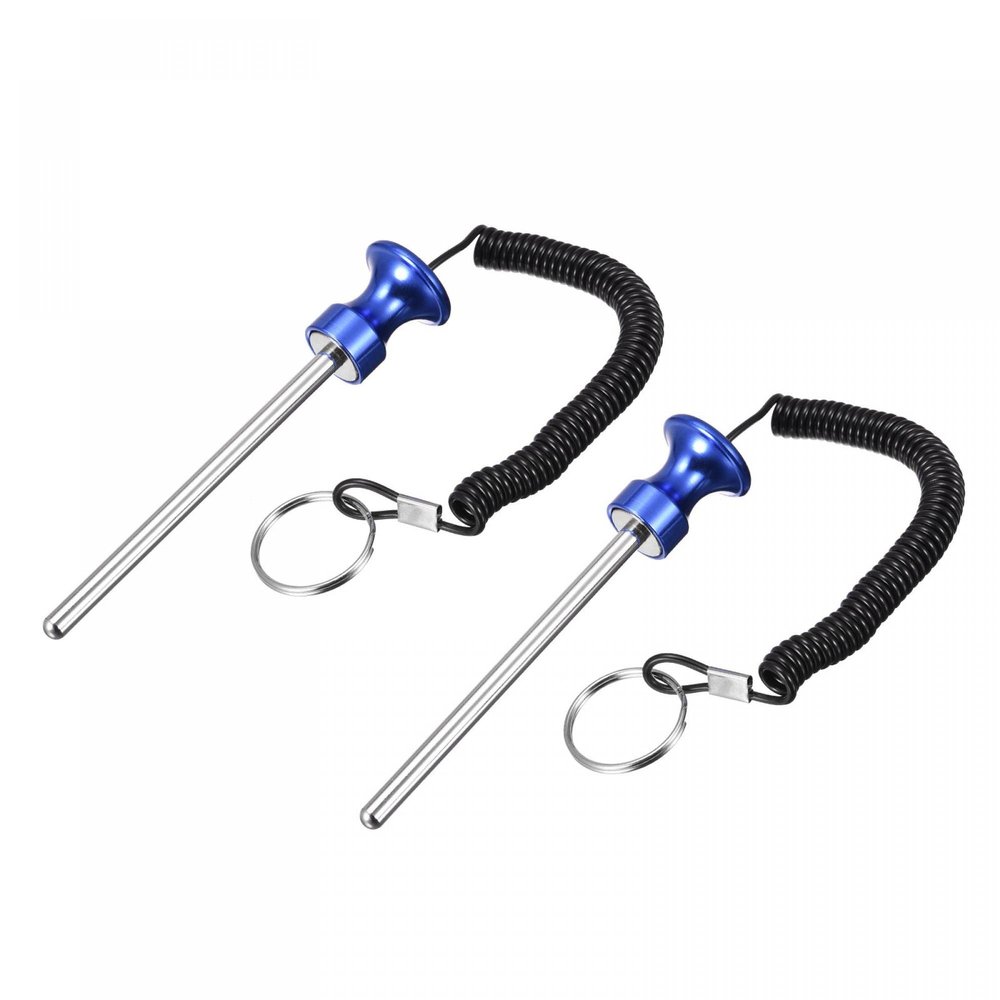 uxcell 8mm x 125mm Weight Stack Pin with Pull Rope Magnetic Strength Training Equipment Accessories for Fitness Training Blue 2pcs