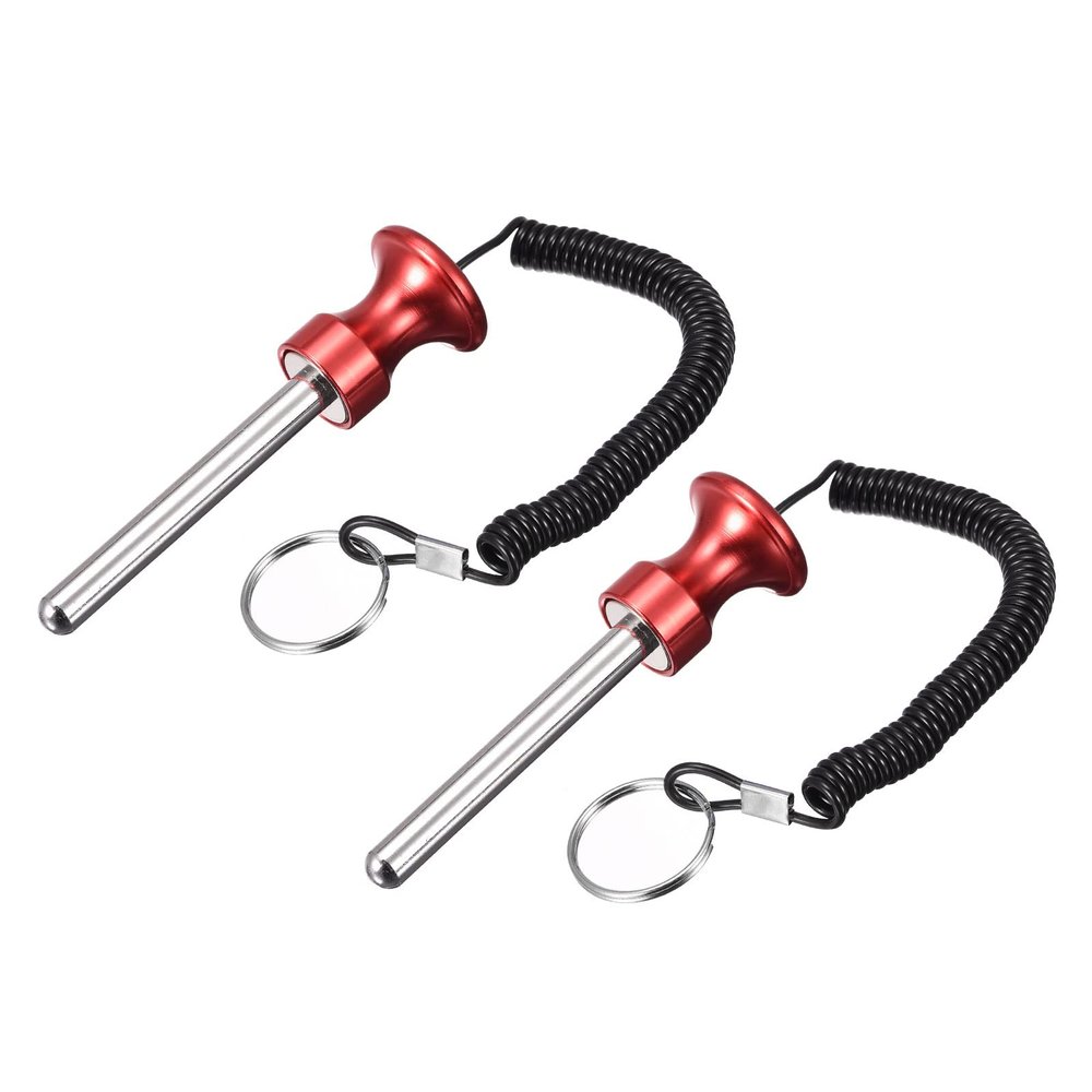 uxcell 10mm x 80mm Weight Stack Pin with Pull Rope Magnetic Strength Training Equipment Accessories for Fitness Training Red 2pcs