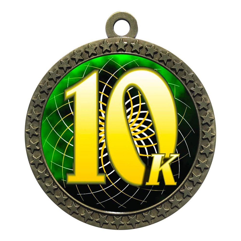10 Pack of 10K Gold 2.25 Inch Medals Trophy Awards with Red White Blue Neck Ribbons D212G-FCL579-10PK