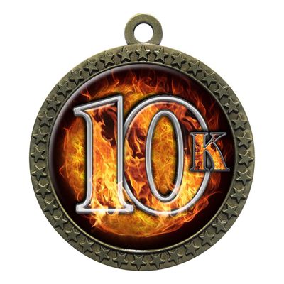 10 Pack of Flame 10K Gold 2.25 Inch Medals Trophy Awards with Red White Blue Neck Ribbons D212G-EMFCL816-10PK