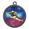 10 Pack of Female Gymnastics Silver 2.25 Inch Medals Trophy Awards with Red White Blue Neck Ribbons D212S-D22-10PK view 1