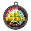 10 Pack of Most Improved Silver 2.25 Inch Medals Trophy Awards with Red White Blue Neck Ribbons D212S-MY457-10PK view 1