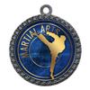 10 Pack of Martial Arts Silver 2.25 Inch Medals Trophy Awards with Red White Blue Neck Ribbons D212S-EG40-10PK view 1