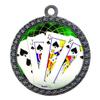 10 Pack of Poker Silver 2.25 Inch Medals Trophy Awards with Red White Blue Neck Ribbons D212S-FCL432-10PK view 1