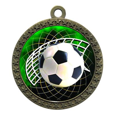 10 Pack of Soccer Gold 2.25 Inch Medals Trophy Awards with Red White Blue Neck Ribbons D212G-FCL542-10PK