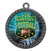 10 Pack of Fantasy Football Silver 2.25 Inch Medals Trophy Awards with Red White Blue Neck Ribbons D212S-MY485-10PK view 1