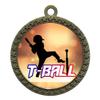 10 Pack of T Ball Tee Ball Gold 2.25 Inch Medals Trophy Awards with Red White Blue Neck Ribbons D212G-EG220-10PK view 1