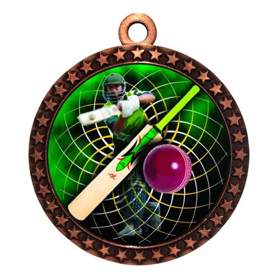 10 Pack of Cricket Bronze 2.25 Inch Medals Trophy Awards with Red White Blue Neck Ribbons D212B-FCL444-10PK