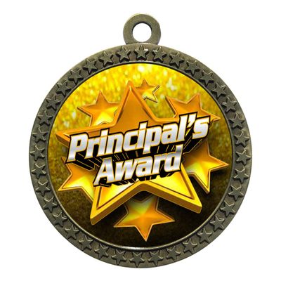 10 Pack of Principals Awards Gold 2.25 Inch Medals Trophy Awards with Red White Blue Neck Ribbons D212G-FCL537-10PK