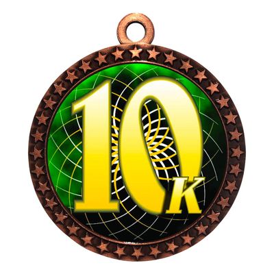 10 Pack of 10K Bronze 2.25 Inch Medals Trophy Awards with Red White Blue Neck Ribbons D212B-FCL579-10PK