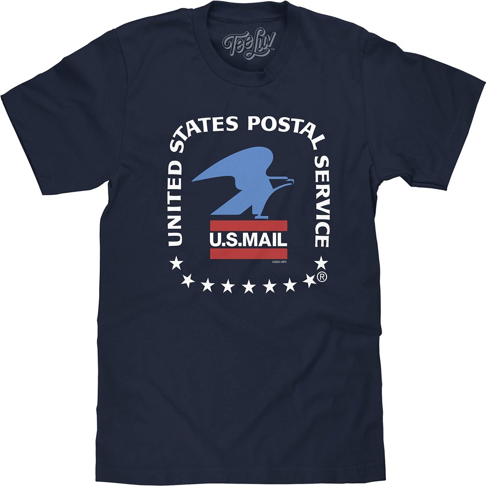 Tee Luv Men's U.S. Mail USPS Shirt - United States Postal Service Eagle T-Shirt, Navy, XL