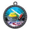 10 Pack of Curling Silver 2.25 Inch Medals Trophy Awards with Red White Blue Neck Ribbons D212S-MY471-10PK view 1