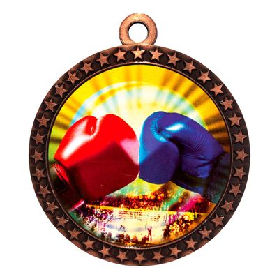 10 Pack of Boxing Bronze 2.25 Inch Medals Trophy Awards with Red White Blue Neck Ribbons D212B-MY412-10PK