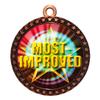 10 Pack of Most Improved Bronze 2.25 Inch Medals Trophy Awards with Red White Blue Neck Ribbons D212B-MY457-10PK