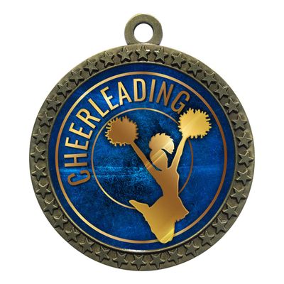 10 Pack of Cheerleading Gold 2.25 Inch Medals Trophy Awards with Red White Blue Neck Ribbons D212G-EG16-10PK