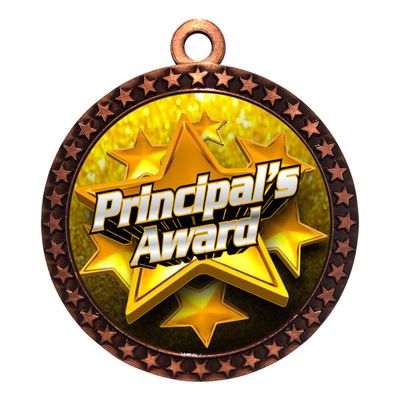10 Pack of Principals Awards Bronze 2.25 Inch Medals Trophy Awards with Red White Blue Neck Ribbons D212B-FCL537-10PK