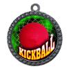10 Pack of Kickball Silver 2.25 Inch Medals Trophy Awards with Red White Blue Neck Ribbons D212S-FCL503-10PK view 1