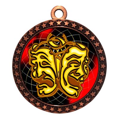 10 Pack of Drama Bronze 2.25 Inch Medals Trophy Awards with Red White Blue Neck Ribbons D212B-FCL462-10PK