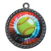 10 Pack of Softball Silver 2.25 Inch Medals Trophy Awards with Red White Blue Neck Ribbons D212S-MY402-10PK view 1
