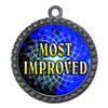 10 Pack of Most Improved Silver 2.25 Inch Medals Trophy Awards with Red White Blue Neck Ribbons D212S-FCL512-10PK view 1