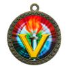 10 Pack of Victory Gold 2.25 Inch Medals Trophy Awards with Red White Blue Neck Ribbons D212G-MY451-10PK view 1
