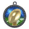 10 Pack of Football Silver 2.25 Inch Medals Trophy Awards with Red White Blue Neck Ribbons D212S-D20-10PK view 1