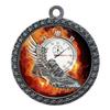 10 Pack of Flame Track Silver 2.25 Inch Medals Trophy Awards with Red White Blue Neck Ribbons D212S-EMFCL810-10PK view 1