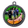 10 Pack of Male Cross Country Silver 2.25 Inch Medals Trophy Awards with Red White Blue Neck Ribbons D212S-FCL447-10PK view 1