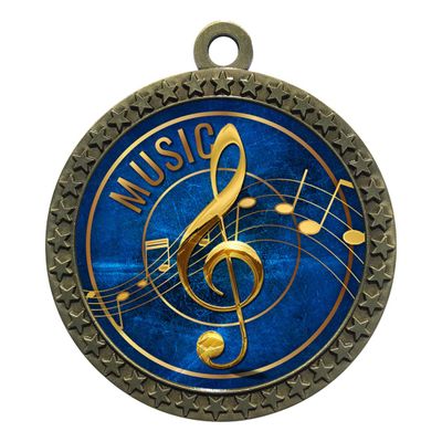 10 Pack of Music Gold 2.25 Inch Medals Trophy Awards with Red White Blue Neck Ribbons D212G-EG42-10PK