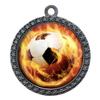10 Pack of Flame Soccer Silver 2.25 Inch Medals Trophy Awards with Red White Blue Neck Ribbons D212S-EMFCL809-10PK view 1
