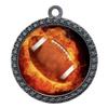 10 Pack of Flame Football Silver 2.25 Inch Medals Trophy Awards with Red White Blue Neck Ribbons D212S-EMFCL802-10PK view 1