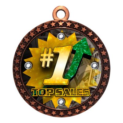 10 Pack of Top Sales Bronze 2.25 Inch Medals Trophy Awards with Red White Blue Neck Ribbons D212B-FCL567-10PK