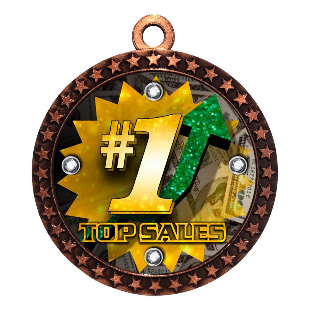 10 Pack of Top Sales Bronze 2.25 Inch Medals Trophy Awards with Red White Blue Neck Ribbons D212B-FCL567-10PK