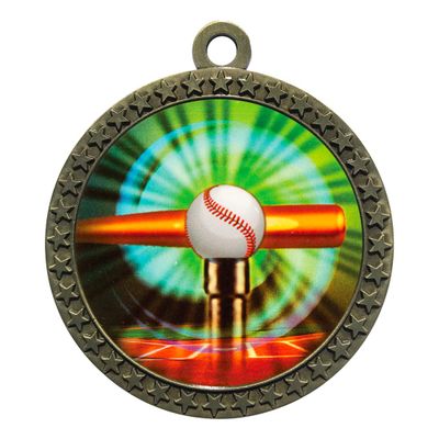 10 Pack of T-Ball Gold 2.25 Inch Medals Trophy Awards with Red White Blue Neck Ribbons D212G-MY403-10PK