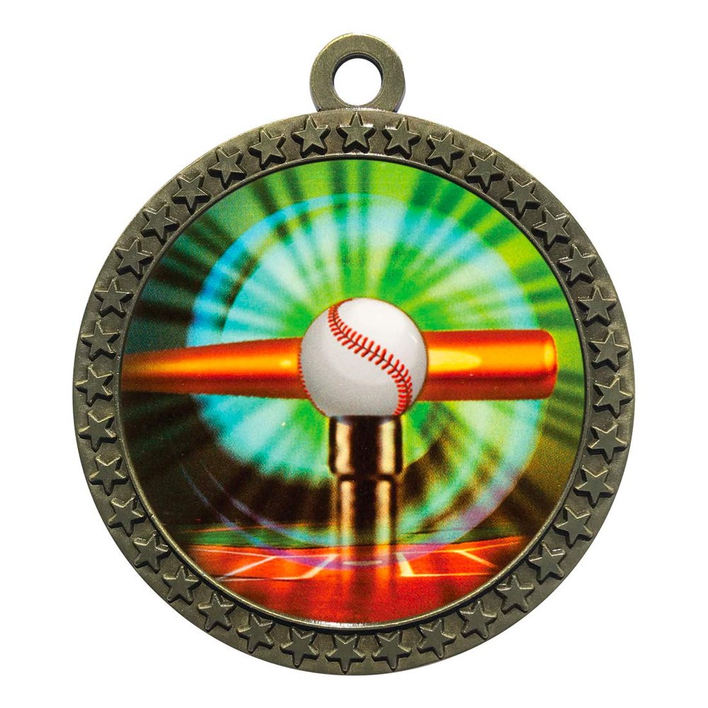 10 Pack of T-Ball Gold 2.25 Inch Medals Trophy Awards with Red White Blue Neck Ribbons D212G-MY403-10PK