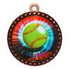 10 Pack of Softball Bronze 2.25 Inch Medals Trophy Awards with Red White Blue Neck Ribbons D212B-MY402-10PK view 1