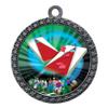 10 Pack of Cornhole Silver 2.25 Inch Medals Trophy Awards with Red White Blue Neck Ribbons D212S-MY469-10PK view 1